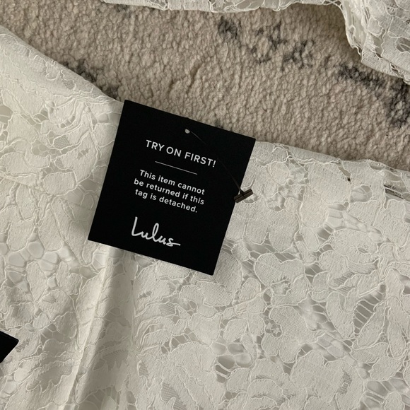 Lulus Romance Dreamer White Lace Off the Shoulder Mini - Picture 7 of 8